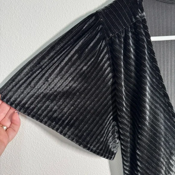 Baltic Born Black Velvet Andi Ribbed Wrap Dress Size Small Formal Bridesmaid - Picture 5 of 15